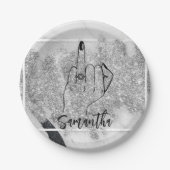 キラキラ光るバチェロレッテ |ブライダルパーティ ペーパープレート (正面)