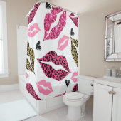 キラキラ光る唇:ヒョウファッションパターン シャワーカーテン (インサイチュ)