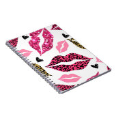 キラキラ光る唇:ヒョウファッションパターン ノートブック (右側)