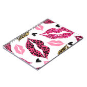 キラキラ光る唇:ヒョウファッションパターン ノートブック (左側)