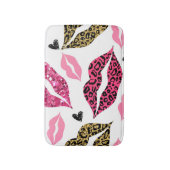 キラキラ光る唇:ヒョウファッションパターン バスマット (正面縦)