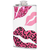 キラキラ光る唇:ヒョウファッションパターン フラスク (左)