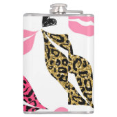 キラキラ光る唇:ヒョウファッションパターン フラスク (裏面)