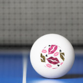 キラキラ光る唇：ヒョウファッションパターン 卓球ボール (ネット)