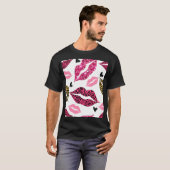 キラキラ光る唇：ヒョウファッションパターン Tシャツ (正面フル)