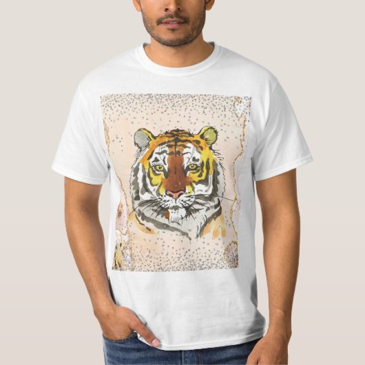 キラキラ光る虎のプリント Tシャツ (正面)