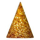 キラキラ光る金ゴールドグリッターパターン パーティーハット (左)