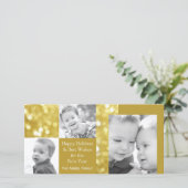 キラキラ光る金ゴールド | ホリデー3枚のフォトカード シーズンカード (スタンド正面)
