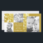 キラキラ光る金ゴールド | ホリデー3枚のフォトカード シーズンカード<br><div class="desc">この楽しい休日の挨拶には、きらびやかな金ゴールドとハッピーホリデーの言葉が含まれている。クリスマスと新年の願いを送るのに最適。年、あなたの名前と写真でパーソナライズ。</div>