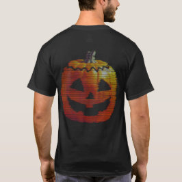 キラキラ光るTVカボチャ前面と背面 Tシャツ