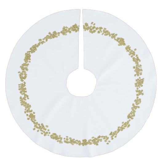 キラキラ光スキャッタを含む任意の金ゴールド ブラッシュドポリエステルツリースカート (正面)