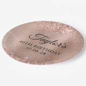 キラキラ光バラ金箔40th誕生日 ペーパープレート (アングル)