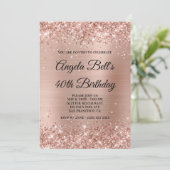 キラキラ光バラ金箔40th誕生日 招待状 (スタンド正面)