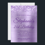 キラキラ光パープルグラデーションフォイル21st誕生日 招待状<br><div class="desc">自分の素晴らしいスタイリッシュ21番目または他のマイルストーンの誕生祝いの招待を作成する。招待状の上部には、装飾的な光フェイク紫のグリッターとフォイルグラデーショングラフィックスが含まれる。豪華な輝き、輝き、グリッターは、写真のような芸術的プリントの要素で作成される。</div>