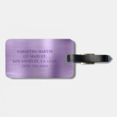 キラキラ光パープルフォイルモノグラムファンシー ラゲッジタグ (裏面横)