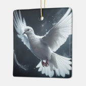 キラキラ光ホワイトピース鳩 セラミックオーナメント (左)