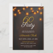 キラキラ光素朴チャーム60誕生日 招待状 (正面)