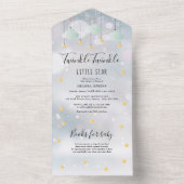 キラキラ冬男女兼用の赤ちゃんシャワー オールインワン招待状 (内側)