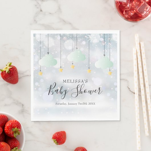 キラキラ冬男女兼用の赤ちゃんシャワー スタンダードランチョンナプキン (インサイチュ)