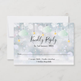 キラキラ冬男女兼用の赤ちゃんシャワー 出欠カード