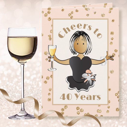 キラキラ女性漫画イラスト 誕生日おめでとう 40歳 カード