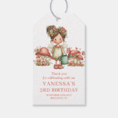キラキラ妖精の1歳の誕生日 ピンクの花ギフトタグ ギフトタグ (正面)