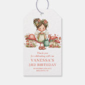キラキラ妖精の1歳の誕生日 ピンクの花ギフトタグ ギフトタグ (裏面)