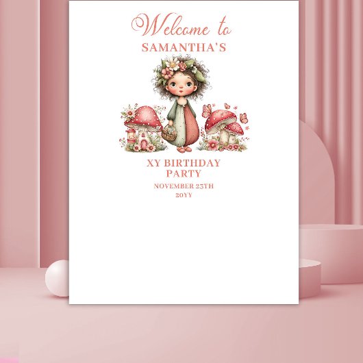 キラキラ妖精 ピンクの花 誕生日背景 タペストリー