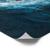 キラキラ威厳のある輝く魚の上にワシが舞い上がる ポスター (角)