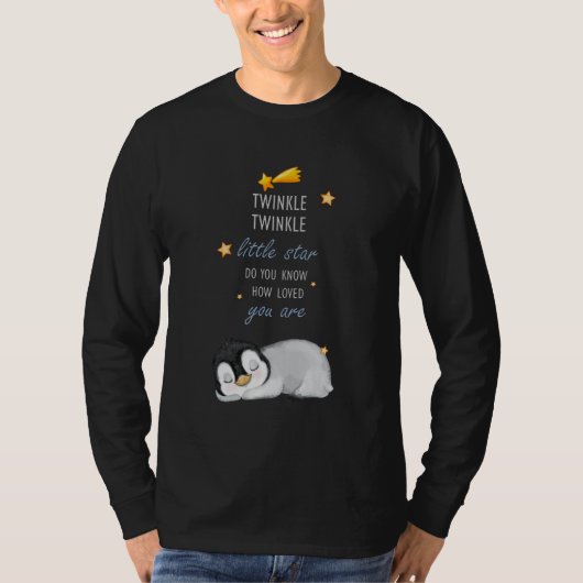 キラキラ小さな星かわいいすごいペンギン Tシャツ (正面)