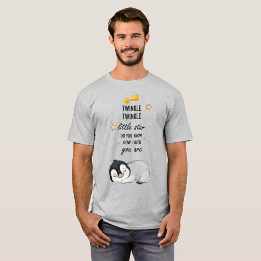 キラキラ小さな星かわいいすごいペンギン Tシャツ (正面フル)