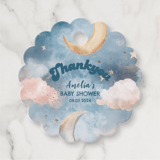 キラキラ小さな星かわいい赤ちゃんシャワー フェイバータグ (正面)