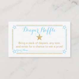 キラキラ小さな星の男の子の赤ちゃんシャワーおむつラッフル エンクロージャーカード