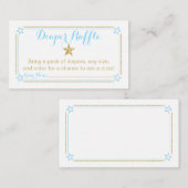 キラキラ小さな星の男の子の赤ちゃんシャワーおむつラッフル エンクロージャーカード (正面/裏面)