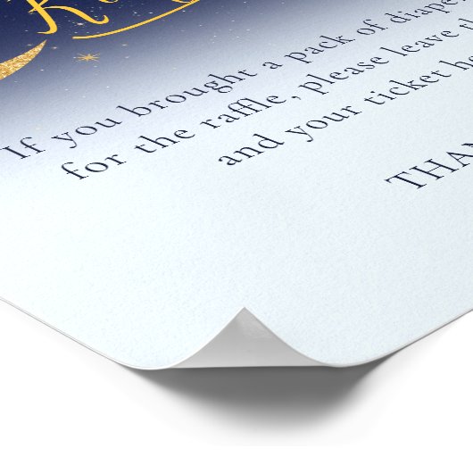 キラキラ小さな星の男の子の赤ちゃんシャワーおむつラッフル ポスター (角)