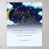 キラキラ小さな星の男の子の赤ちゃんシャワーおむつラッフル ポスター (正面)