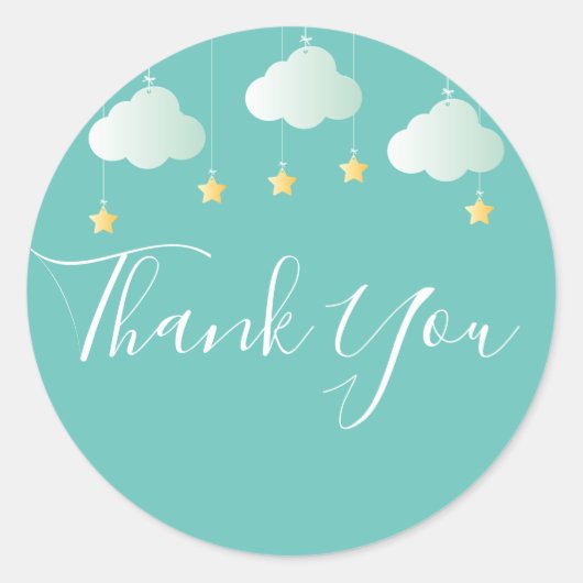 キラキラ小さな星の赤ちゃんシャワー感謝していを振る ラウンドシール (正面)