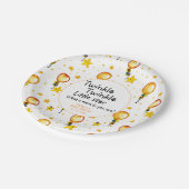 キラキラ小さな星の赤男女兼用ちゃんシャワー ペーパープレート (アングル)