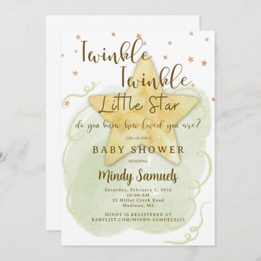 キラキラ小さな星シャワ男女兼用ー 招待状 (正面/裏面)