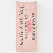 キラキラ小さな星ピンクの赤ちゃんシャワーパーソナライズされた 横断幕 (縦)