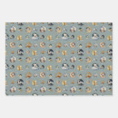 キラキラ小さな星眠い可愛い動物のパターン ラッピングペーパーシート (正面)