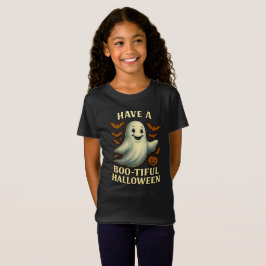 キラキラ幽霊 "ハッピー ハロウィン" Tシャツ