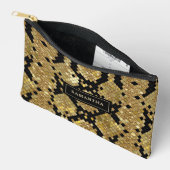 キラキラ性動物の皮膚プリントパターンカスタムモノグラム アクセサリーポーチ (見開き)