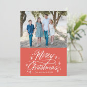 キラキラ手レターメリークリスマスフォトレッド シーズンカード (スタンド正面)