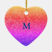 キラキラ振りかけるクリスマスモノグラムイニシャル2019 セラミックオーナメント (正面)