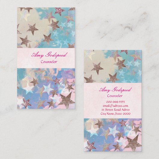 キラキラ星のおしゃれな名刺 名刺 (正面/裏面)