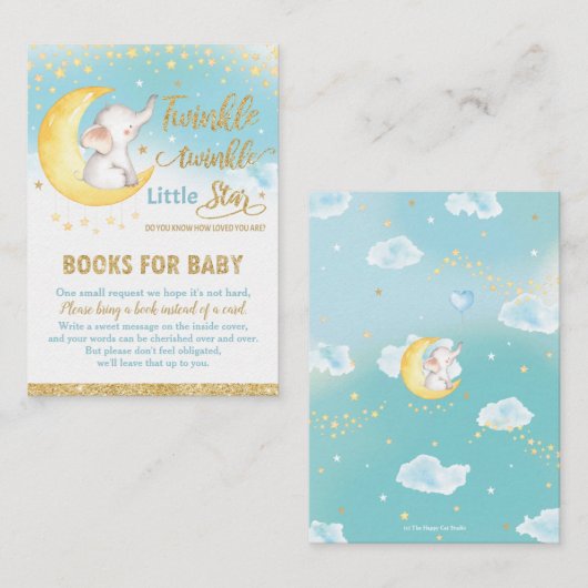 キラキラ星の象の少年が本を持ってくる エンクロージャーカード (正面/裏面)