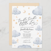 キラキラ星イエローブルーベビーシャワー 招待状 (正面/裏面)