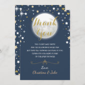 キラキラ星グリッター海軍金ゴールドムーンベイビーシャワー サンキューカード (正面/裏面)