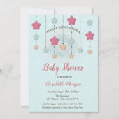 キラキラ星ジェンダーが青い点を明らかにする赤ちゃんシャワー 招待状 (正面)